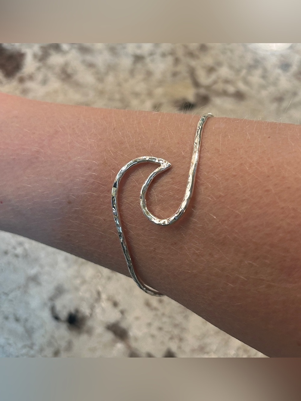 Hammered Silver Wave Cuff Bracelet | Artisan Made
